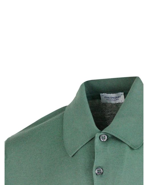 John Smedley Green Cotton Polo for men