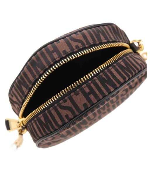 Moschino Brown Logo Round Bag