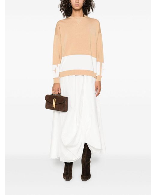 Elisabetta Franchi Natural Tricot Crewneck Sweater
