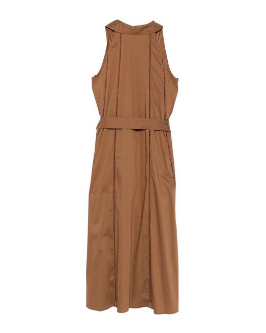 Semicouture Brown Myrtie Dress With Waist Belt
