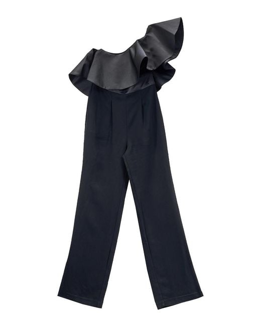 Karl Lagerfeld Blue Frill Evening Jumpsuit