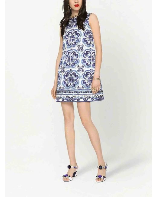 Dolce & Gabbana Blue Majolica Print Dress