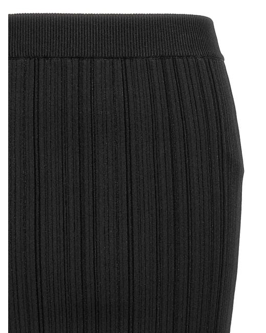 Balmain Black Pleated Midi Skirt