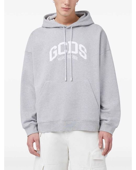 Gcds Gray 1988 Logo-Print Hoodie for men
