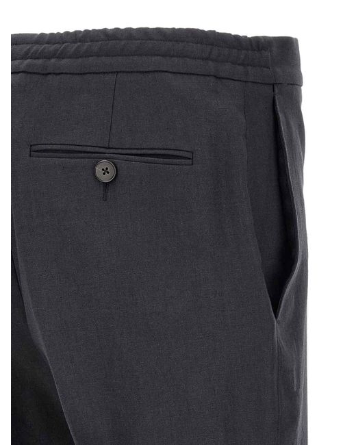 Zegna Blue Oasi Lino Staight Leg Trousers for men