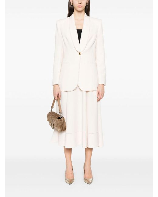 Elisabetta Franchi White Crepe Jacket With Contrasting Stitching
