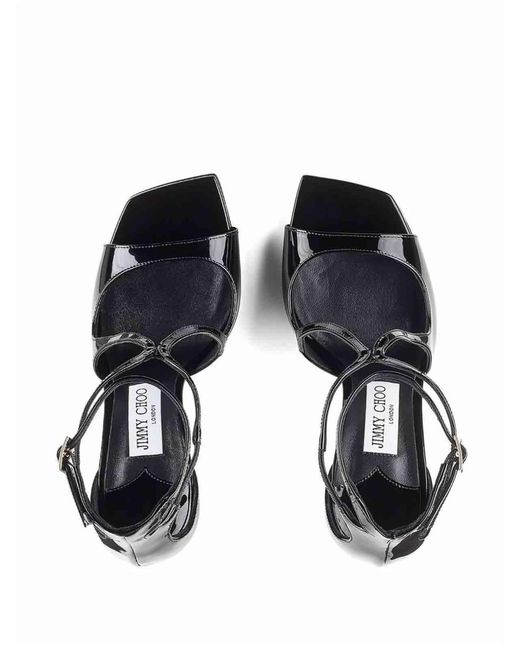 Jimmy Choo Black Azia 110 Patent Leather Sandals