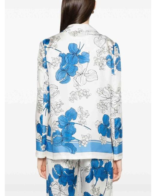 P.A.R.O.S.H. Blue Floral-Print Blazer