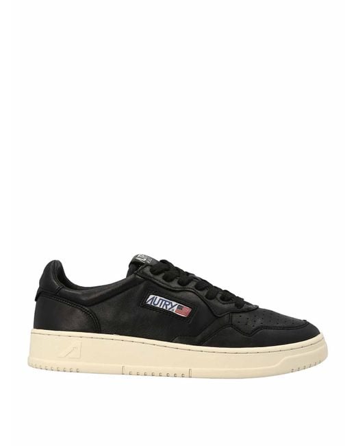 Autry Black Lace-Up Low-Top Sneakers for men