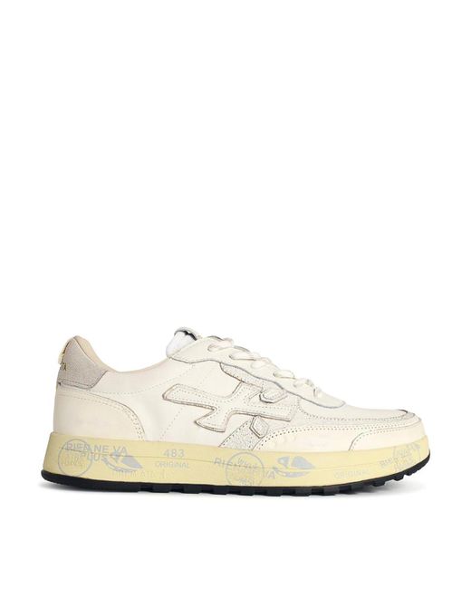 Premiata White Nous 7738 Leather Blend Sneakers for men