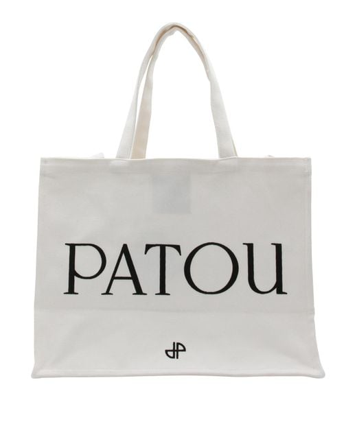 Patou White Cotton Tote Bag
