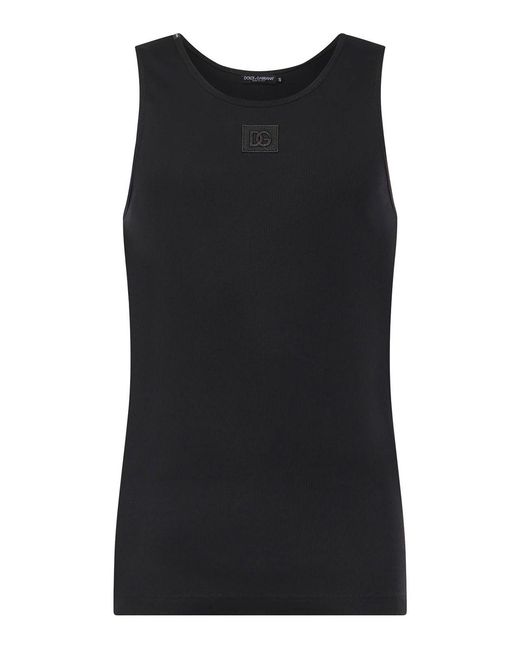 Dolce & Gabbana Black Ribbed Tank Top for men