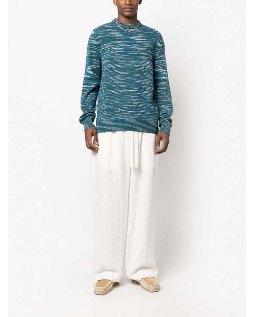 Missoni Blue Intarsia-Knit Cashmere Jumper, Striped for men