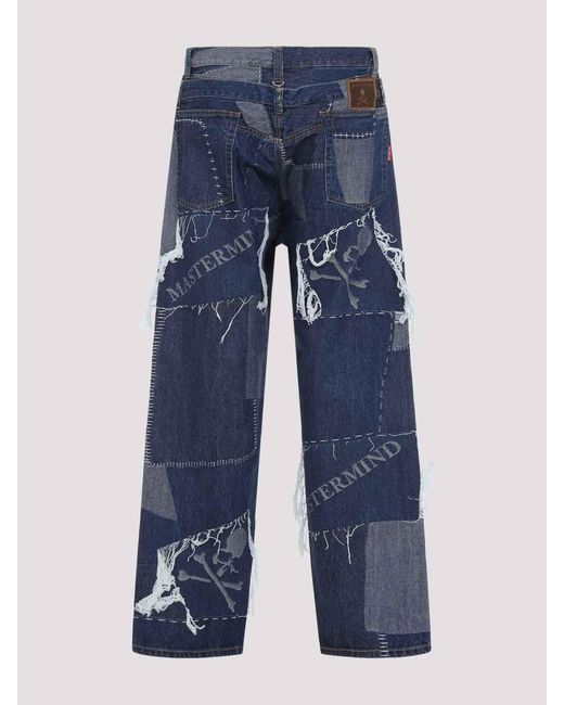 MASTERMIND WORLD Blue Patchwork Jeans for men