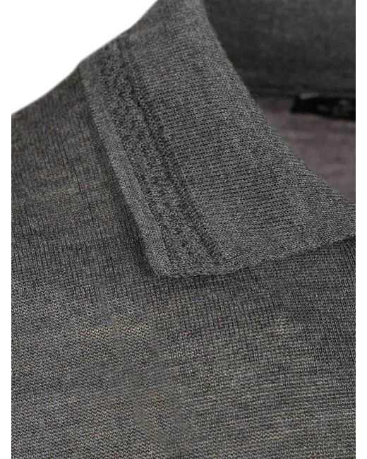 Etro Gray Wool And Silk Polo Shirt for men