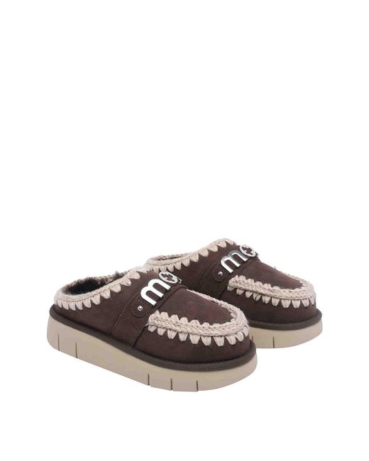 Mou Brown Suede Bounce Clog