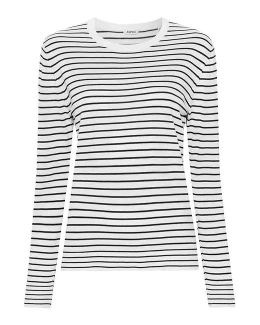 Aspesi White Striped Sweater