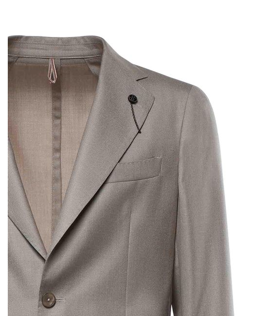 Santaniello Gray Single-Breasted Wool-Blend Blazer for men