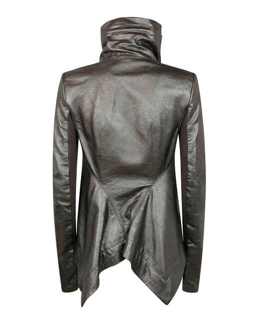 Rick Owens Gray Leather Naska Biker Jacket