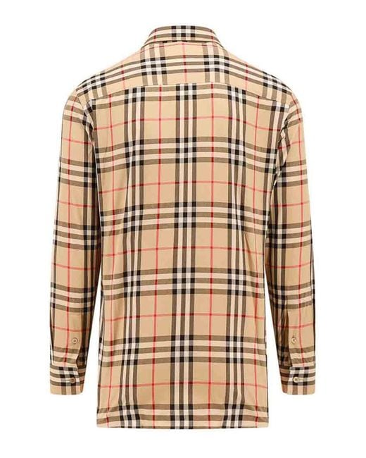 Burberry Natural Cotton Shirt With Check Motif for men