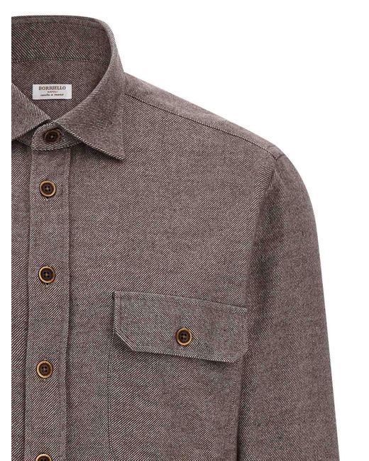 Camicia Di Flanella di Borriello in Brown da Uomo