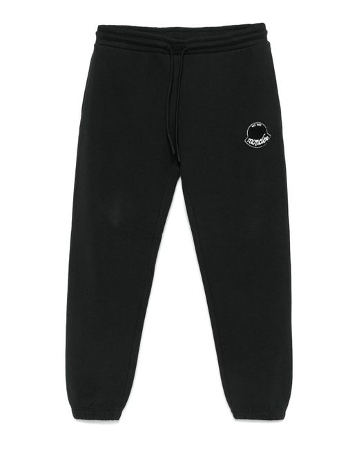 Moncler Men's Black Cotton Track Pants With Logo