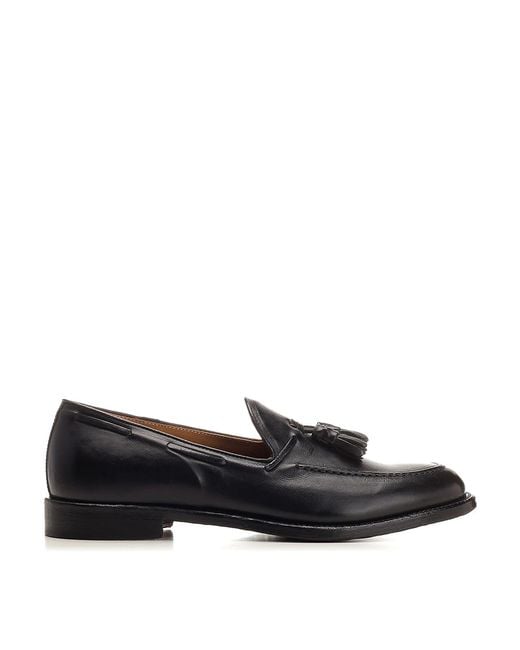Corvari Black Leather Loafer With Tassels for men