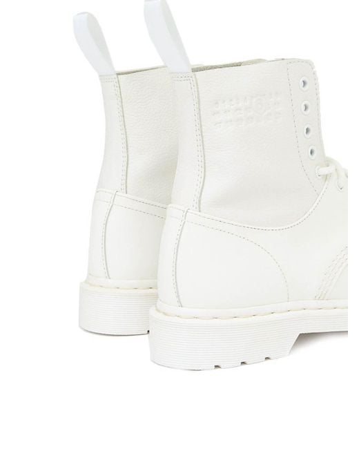 MM6 by Maison Martin Margiela White 1460 Lace-Up Ankle Boots