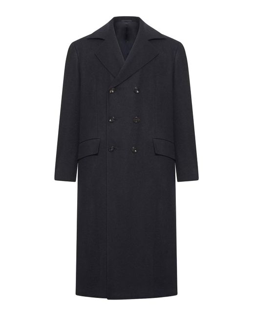 Kiton Blue Mauro Long Cashmere Coat for men