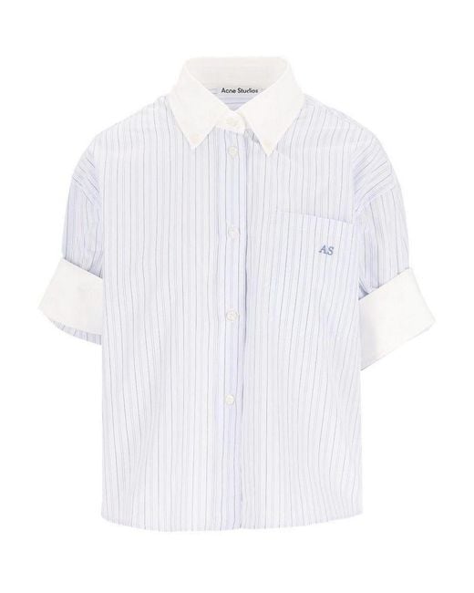 Acne White Short-Sleeved Button-Up Shirt
