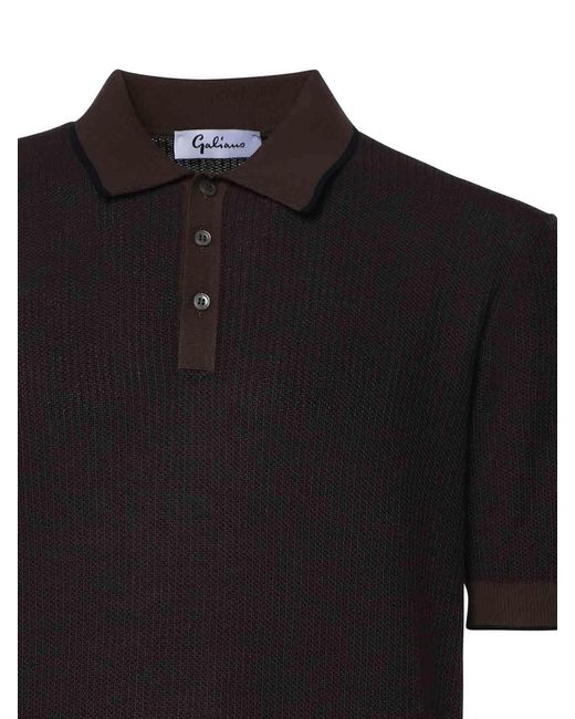 Giuliano Galiano Black Cotton Polo for men