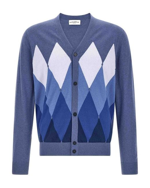 Ballantyne Blue Cardigan Argyle for men