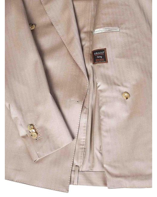 Franzese Collection Natural Double-Breasted Suit Herringbone Pattern for men