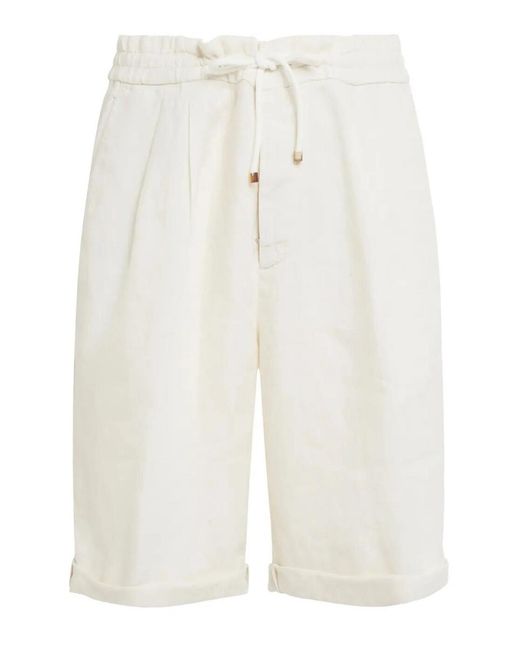 Brunello Cucinelli White Bermuda Shorts With Drawstring for men
