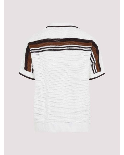 Casablanca White Short-Sleeve Crochet Shirt for men