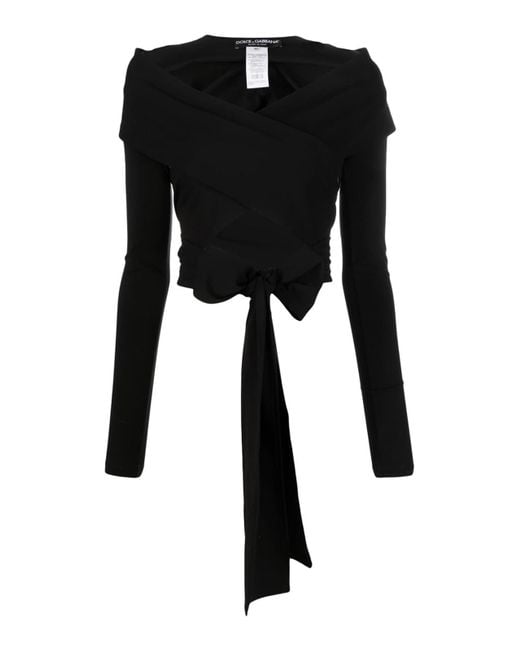 Dolce & Gabbana Black Cut-Out Wrap Top