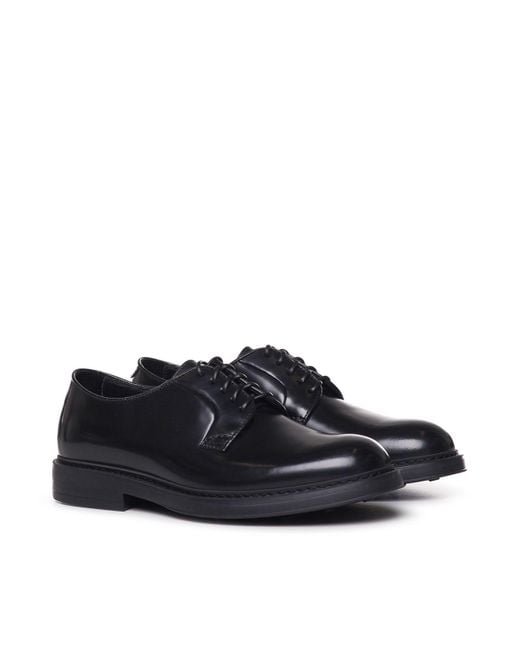 Doucal's Black Low Leather Lace-ups for men