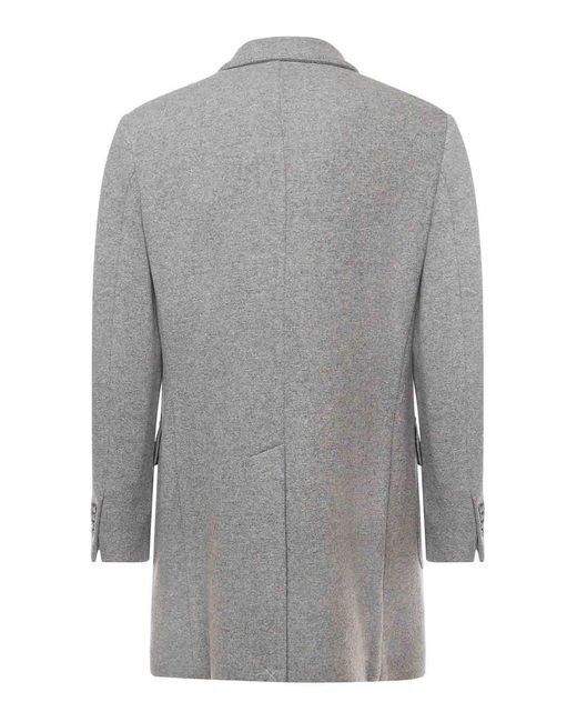 Fay Gray Double-Breasted Wool Jersey Coat for men