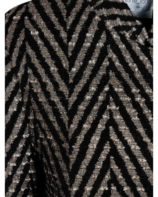 Forte_forte Black Chevron Jacquard Overzised Jacket