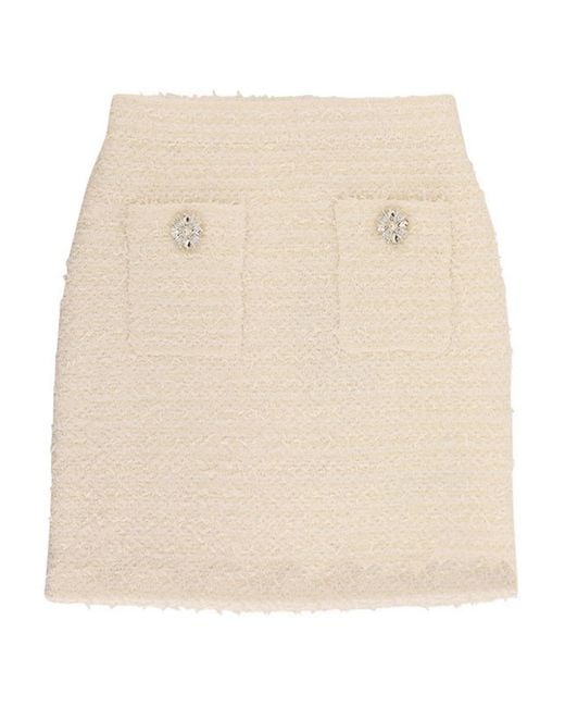 Self-Portrait Natural Bouclé Skirt