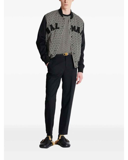 Balmain Gray T-Shirt With Monogram for men