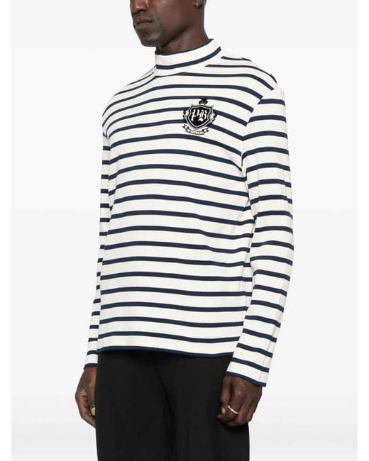 Balmain White Striped Long-Sleeve T-Shirt for men
