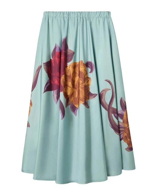 LaDoubleJ Blue Floral-Print Skirt