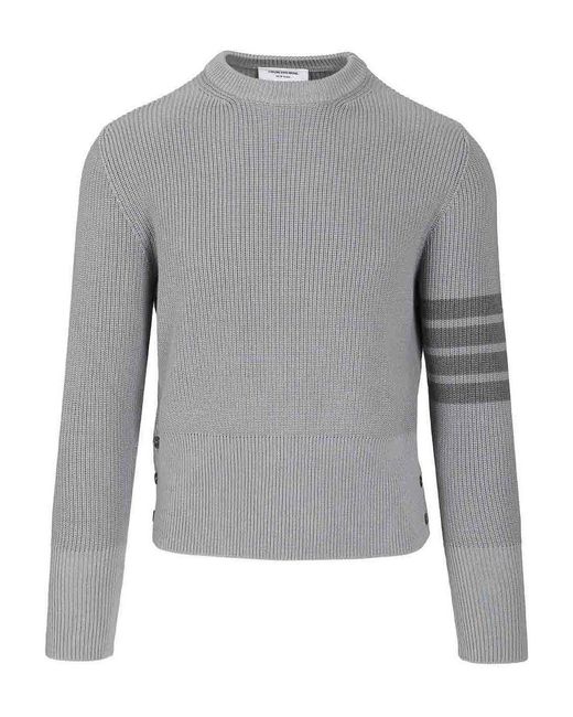 Thom Browne Gray Cotton Sweater for men