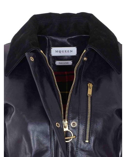 McQueen Blue Kickback Leather Jacket