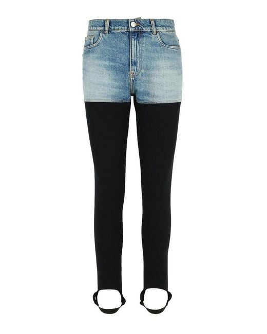 Coperni Blue Layered Denim Shorts With Ribbed Leggings And Secure Fit