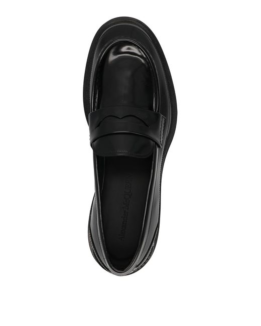McQueen Black Moccasin In Brushed Leather for men