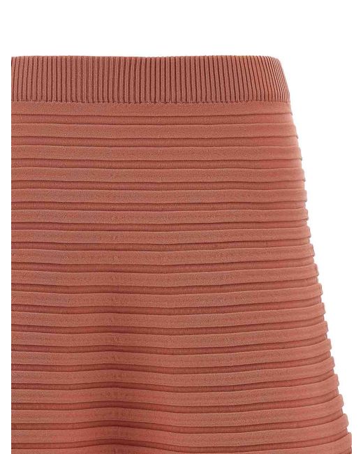 Pleats Please Issey Miyake Red Polyester Midi Skirt