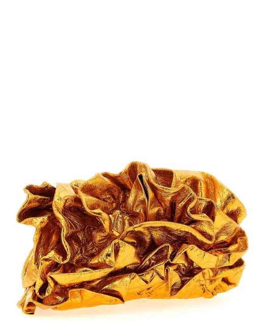 Dries Van Noten Orange Ruffle Clutch