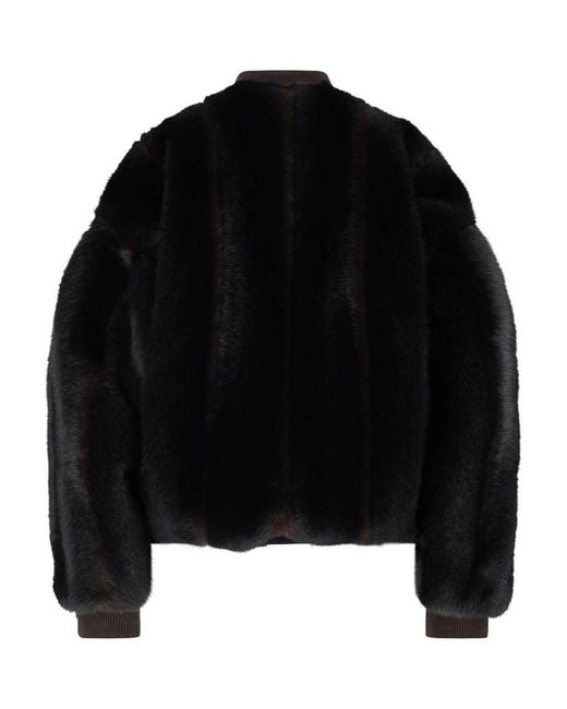 MM6 by Maison Margiela Black Faux Fur Bomber Jacket
